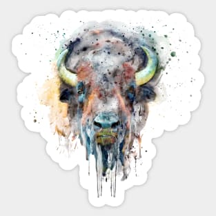 Buffalo Head Watercolor Portrait Sticker